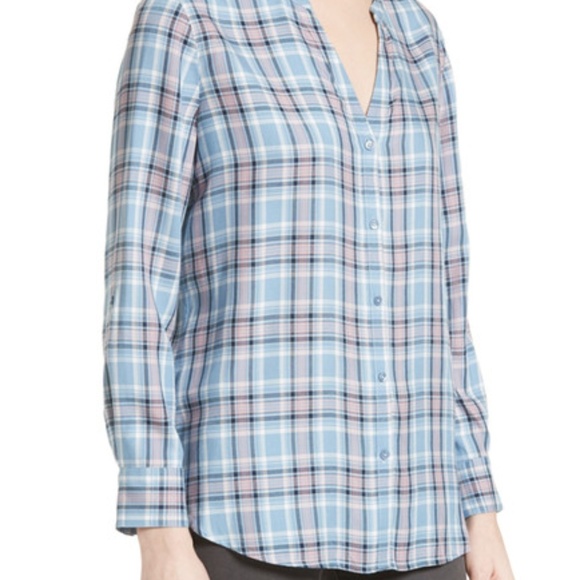 Soft Joie Long Pastel Sleeve Plaid Button Down Up - Picture 4 of 5